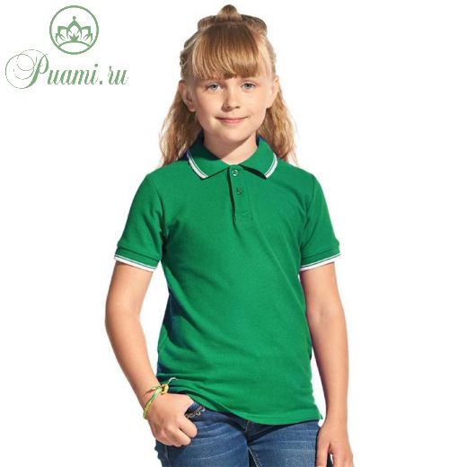 Рубашка поло детская, размер 8 лет, цвет зелёный