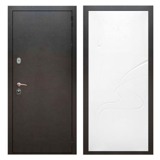 Дверь входная металлическая Армада H5 Серебро Антик  ФЛ-258 Белый Софт