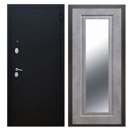 Дверь входная металлическая Армада H5 Черный муар Зеркало Мини ФЛЗ-120 Бетон Темный