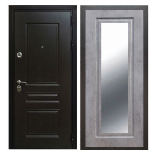Дверь входная металлическая Армада H Премиум Венге Зеркало Мини ФЛЗ-120 Бетон Темный
