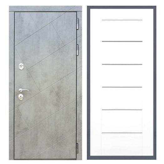 Дверь входная металлическая Армада H22 Бетон Темный Сити Белый Ясень