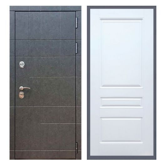 Дверь входная металлическая Армада H21 Штукатурка Графит ФЛ-243 Белый Софт