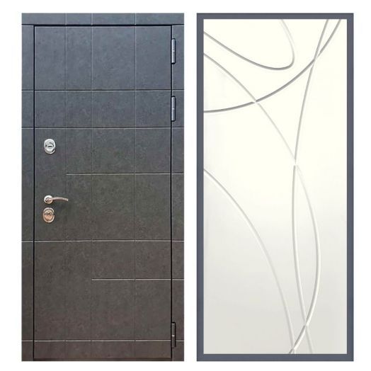 Дверь входная металлическая Армада H21 Штукатурка Графит ФЛ-247 Белый Ясень