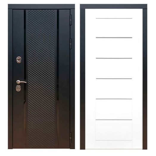 Дверь входная металлическая Армада H25 Черный кварц Сити Белый Ясень