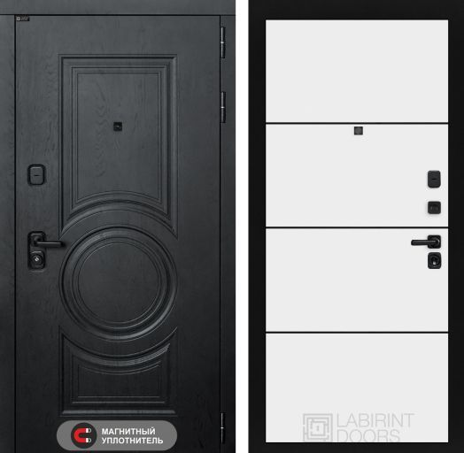 Дверь Входная Лабиринт (LABIRINT) GRAND 25 Белый софт (черная вставка)
