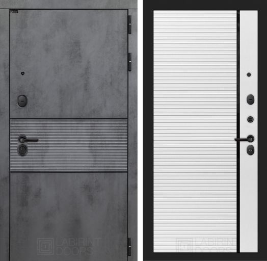 Дверь Входная Лабиринт (LABIRINT) INFINITY 22 Белый софт, черная вставка