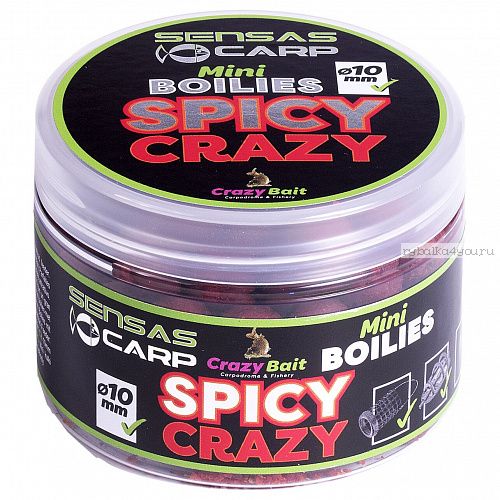 Мини бойлы Sensas Crazy Bait Spicy Crazy 10 мм / 80 гр / цвет: красный