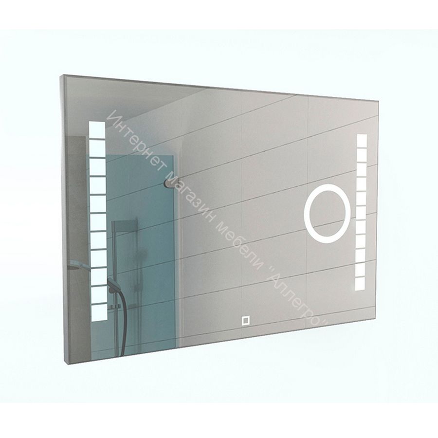 Зеркало Quadro 100 alum (линза) с подсветкой Sansa
