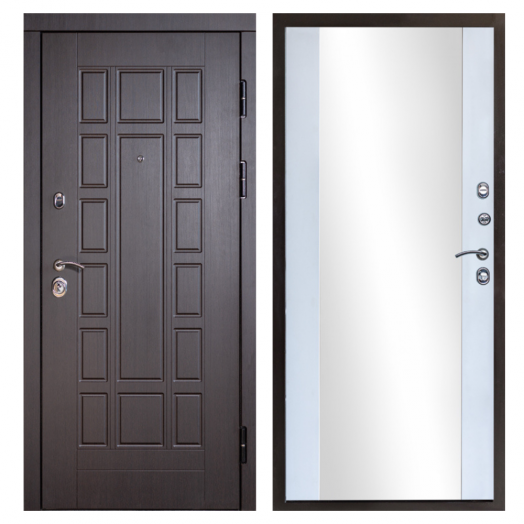 Входная Металлическая Дверь Термодор Termo-door (T.DOOR)  Виргиния венге Зеркало белый софт