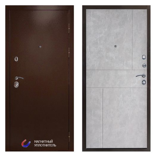 Входная Металлическая Дверь Термодор Termo-door (T.DOOR) Техно Медь Горизонт бетон светлый