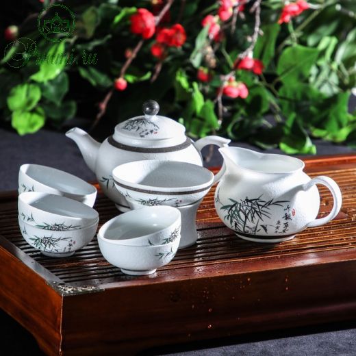 Набор для чайной церемонии Simple, 9 предметов: 6 пиал 50 мл, чайник 210 мл, сито, чахай
