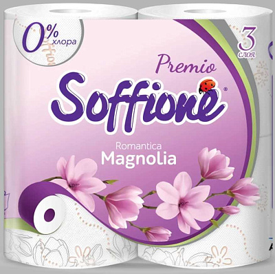 Туал/бум Soffione Premio Romantica Magnolia 3-х сл 4шт 10900208