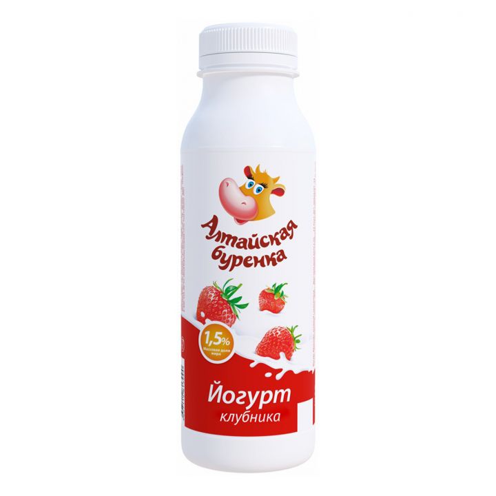 Йогурт Алтайская буренка 1,5% 300г Клубника бутылка