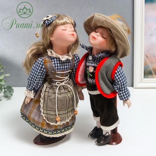 Кукла коллекционная парочка поцелуй набор 2 шт "Кай и Герда" 30 см