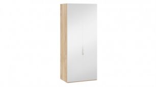 Шкаф для одежды с 2 зеркальными дверями «Эмбер» (Яблоня Беллуно/Белый глянец)