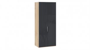 Шкаф для одежды с 2 глухими дверями «Эмбер» (Яблоня Беллуно/Графит глянец)