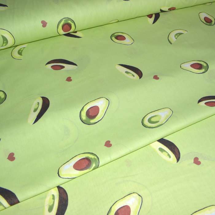 Отрез ткани светло-зеленый с авокадо, бязь 1 метр