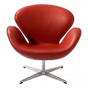 Кресло Swan (Arne Jacobsen) A062, красная экокожа