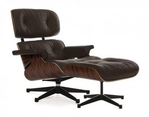 Дизайнерское кресло A348+A349 (Eames Style Lounge Chair & Ottoman) коричневое