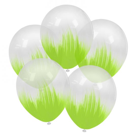 Браш эффект краски зелёный на прозрачном шар латексный с гелием