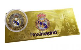Реал Мадрид — НАБОР МОНЕТА 10 рублей + БАНКНОТА позолота