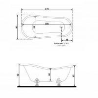 Отдельностоящая акриловая ванна Galassia Ethos 8497 170x80x72 схема 2