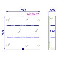 Квадратный зеркальный шкаф Aqwella MC с плавным закрыванием дверец 70х70 схема 2