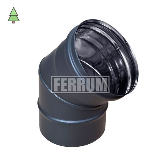 Колено угол 135° Ferrum 0.8 мм; Эмаль черная 600° Диаметр: 115-150 мм