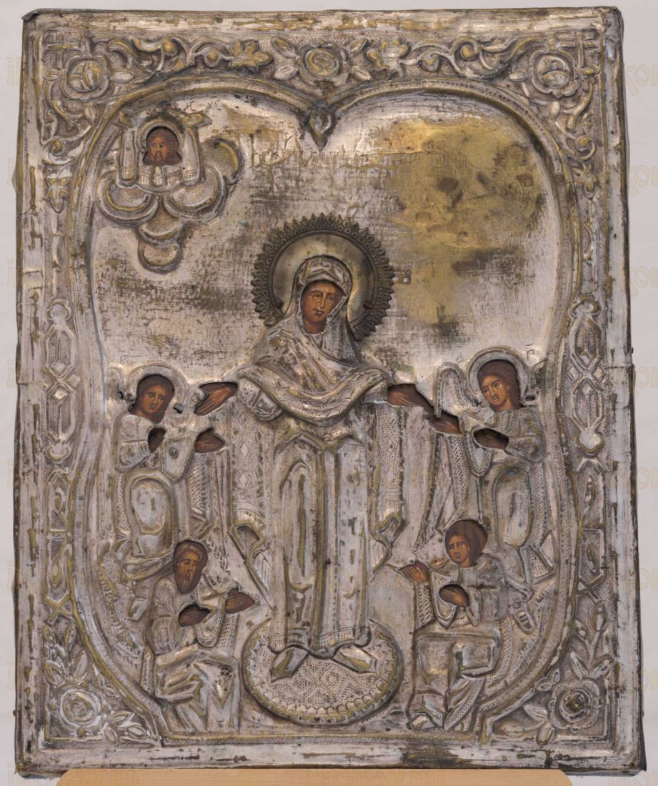 Скорбящая Икона Божьей Матери 19-го века с окладом (25*32см)