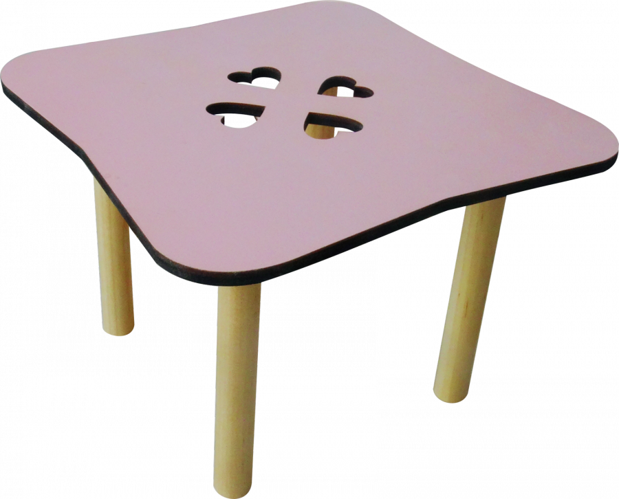 Стол для кукол деревянный розовый