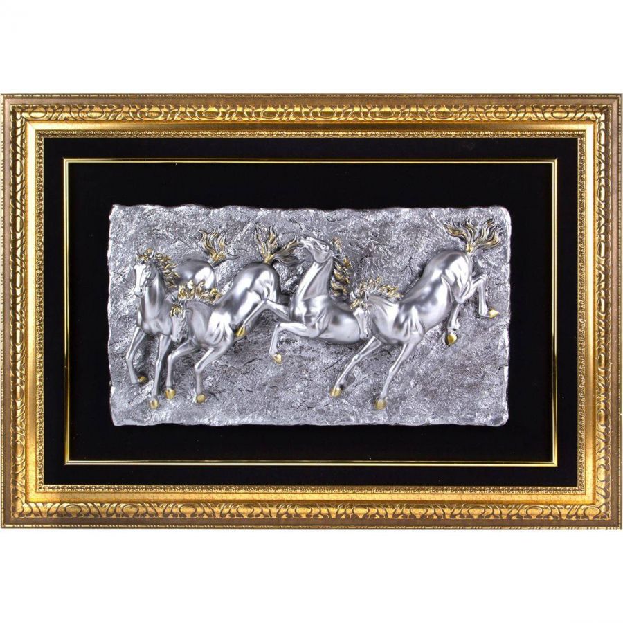 Панно "Лошади" серебро 85x120 см.