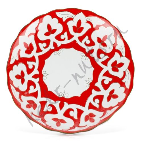 Узбекская тарелка "Пахта" красная 18 см
