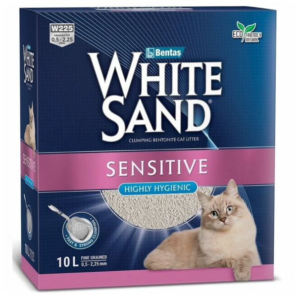Наполнитель комкующийся White Sand Sensitive для чувствительных кошек без запаха 8.5 кг