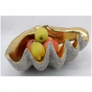 Чаша декоративная Sea Shell, коллекция "Ракушка" 41*14*27, Полирезин, Серый, Золотой