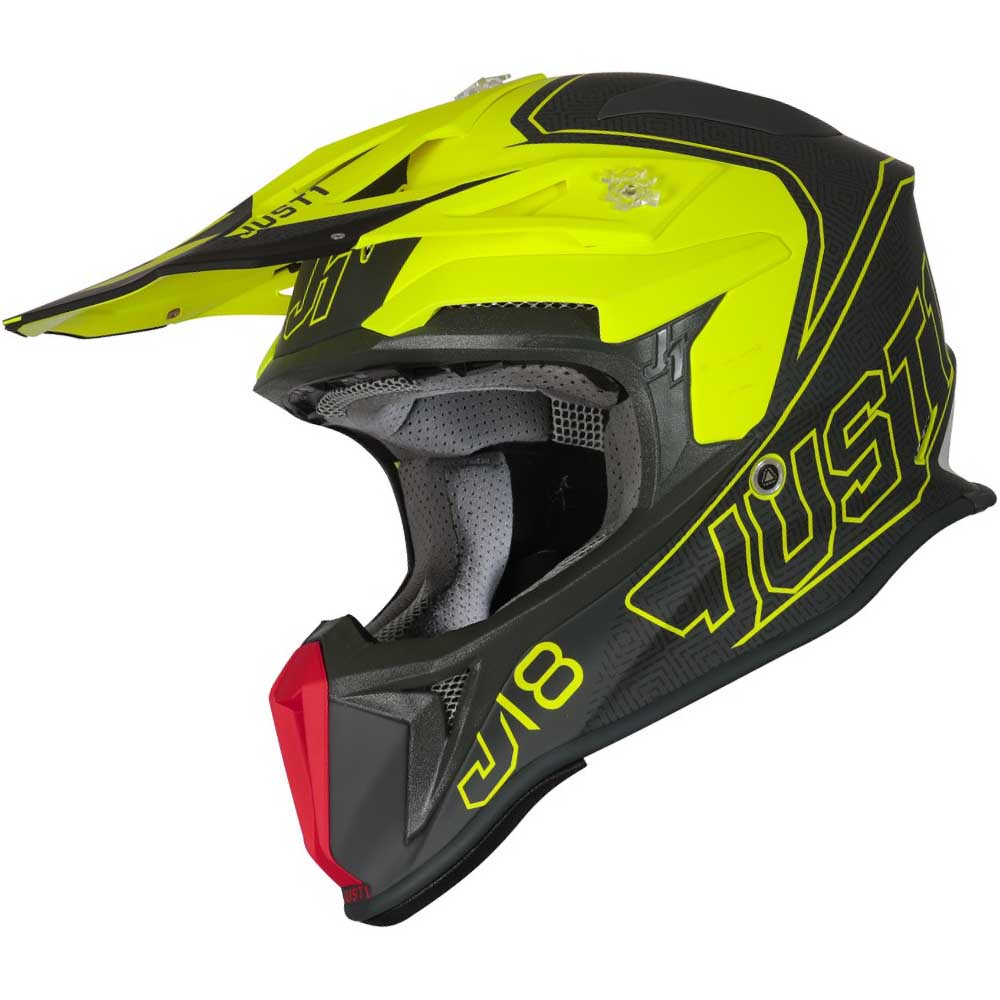 Just1 J18 Vertigo Red Grey Fluo Yellow шлем для мотокросса и эндуро