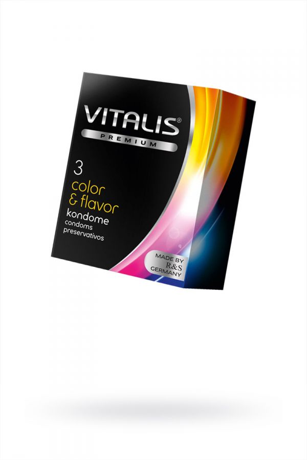Презервативы VITALIS, PREMIUM, цветные, аромат, 18 см, 5,3 см, 3 шт.