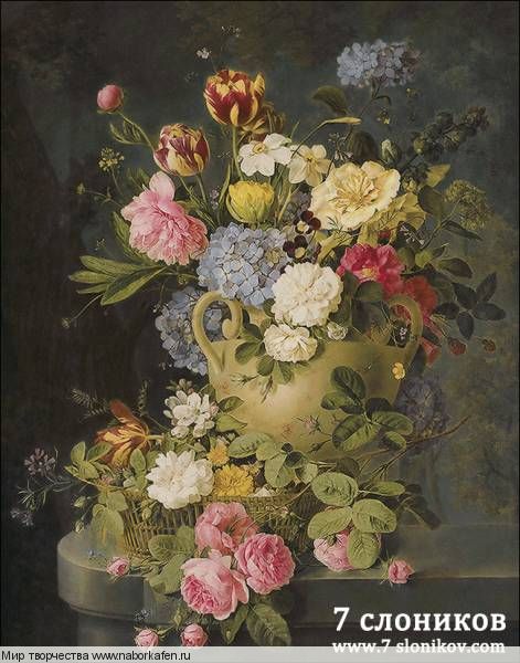 Набор для вышивания "394 Vase De Fleurs Et Panier sur un entable"