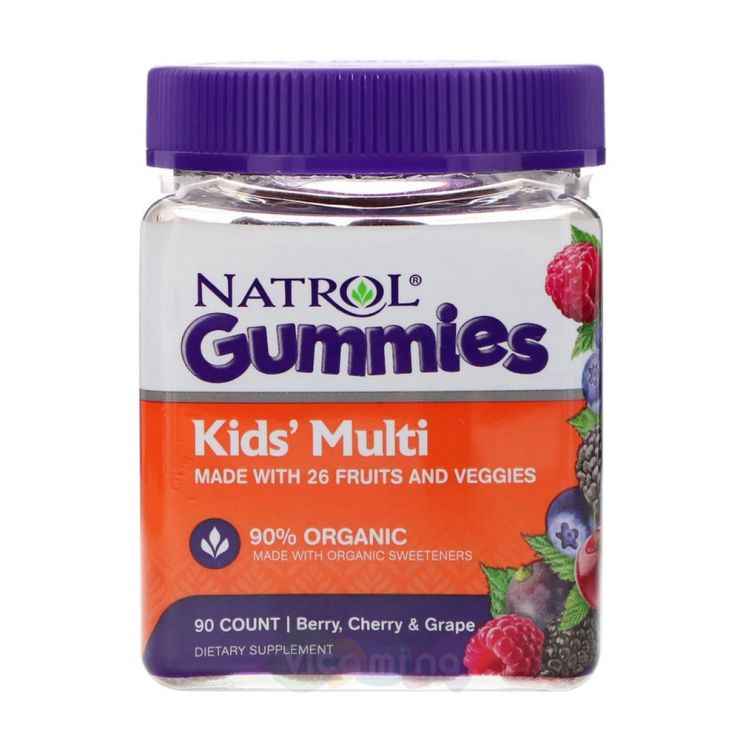 Natrol Gummies Детские Мультивитамины со вкусом Вишни и Винограда, 90 штук