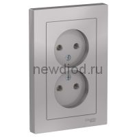 AtlasDesign Алюминий Розетка б/з двойная, 16А, в сборе Schneider Electric