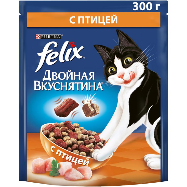 Сухой корм для кошек Felix Двойная Вкуснятина с птицей