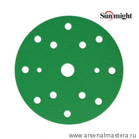 Шлифовальные круги комплект 50 шт FILM L312T 150 мм на липучке 15 отверстий зелёные P 40 SUNMIGHT 53003-50