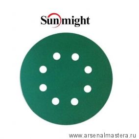 Шлифовальные круги комплект 100 шт FILM L312T+ 125 мм на липучке 8 отверстий зелёные P 800 SUNMIGHT 53219-100