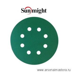 Шлифовальные круги комплект 100 шт FILM L312T+ 125 мм на липучке 8 отверстий зелёные P 800 SUNMIGHT 53219-100