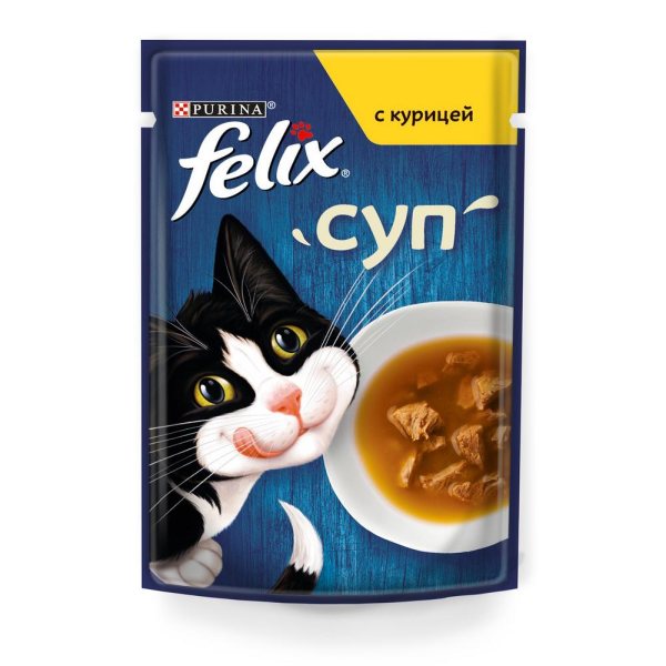 Влажный корм для кошек Felix Суп с курицей 48 гр