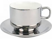 Серебряная чайная пара: чашка на 250 мл с блюдцем (арт. 827760)