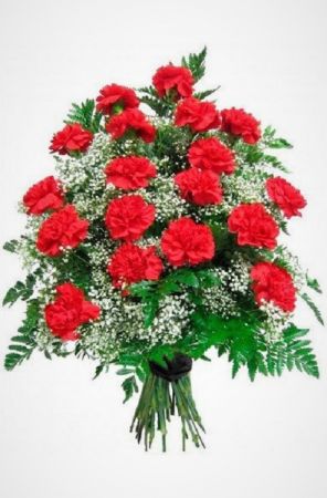 Фото Букет на похороны из живых цветов 24 красных гвоздики