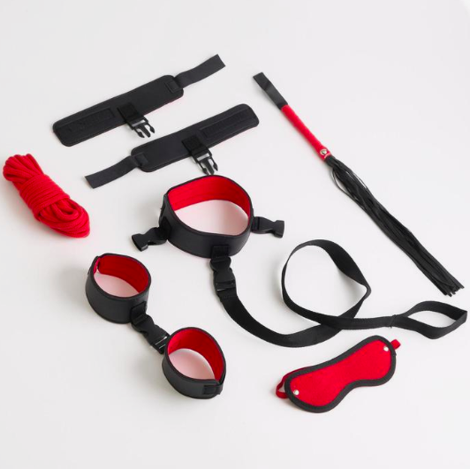 Эротический набор БДСМ,черно-красный, 7 предметов