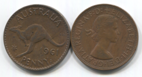 Австралия 1 пенни разные года Елизавета II