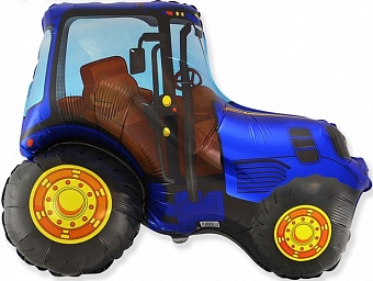 Трактор синий шар фольгированный фигурный с гелием