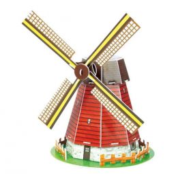 3D пазл, бумажный конструктор из картона Голландская мельница 21 см